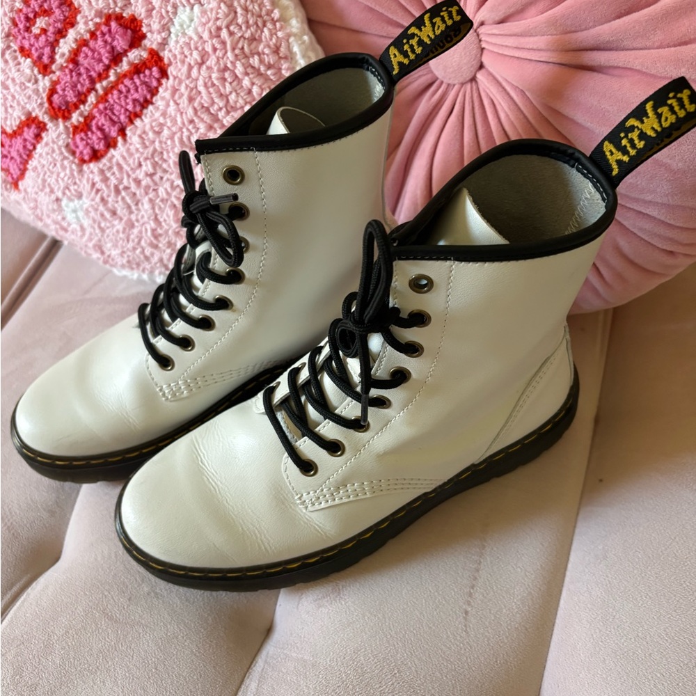 Dr. Martens White Leather Combat Boots